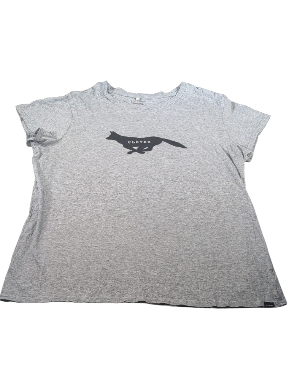 Prana Heathered Grey Clever Fox T-Shirt Size Large